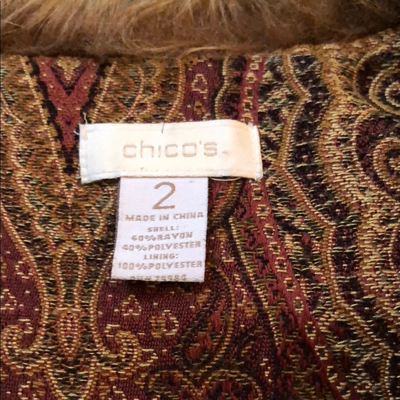 Vintage Paisley Coat with Faux Fur Trim Size 2 burning man festival - Picture 3 of 3